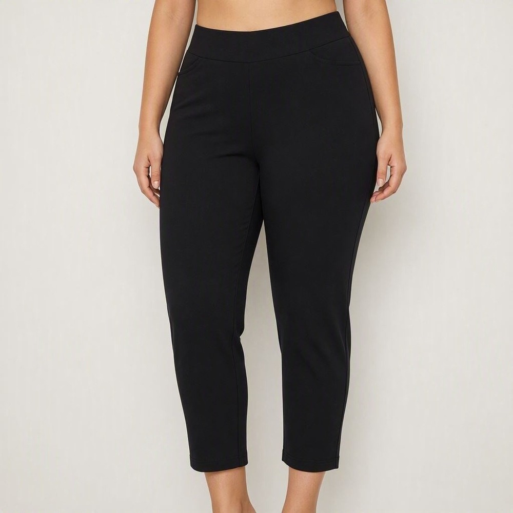 Cropped Quiet Luxury Plus Size 18W Black Pull On Pants Professional Investments
